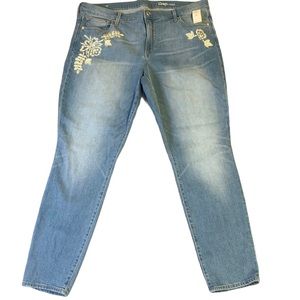 GAP Women's Skinny Jeans with Floral Embroidery - Blue